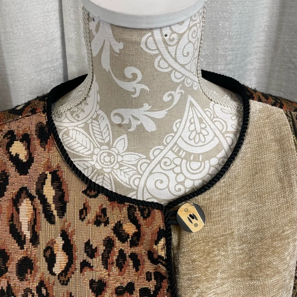 Indigo Moon women’s patchwork jacket 1X- leopard print, paisley